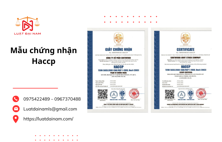 Mẫu chứng nhận Haccp