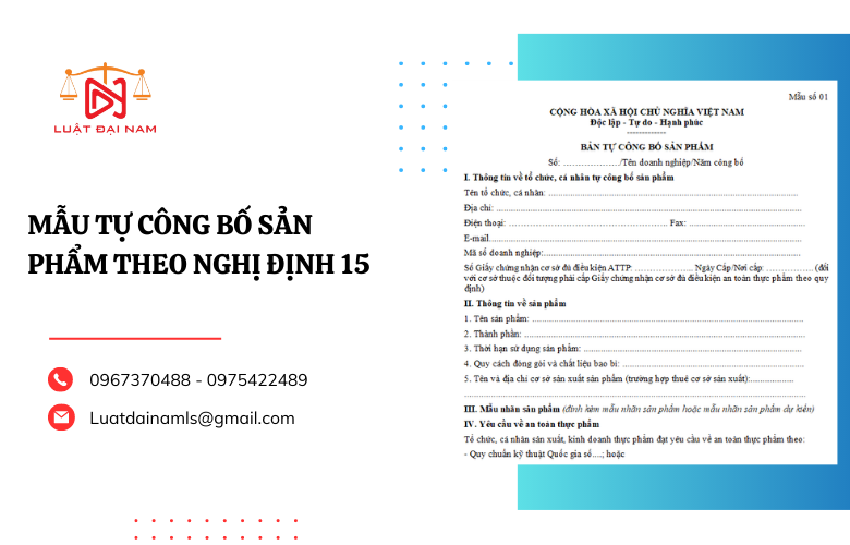 Mẫu tự công bố sản phẩm theo nghị định 15