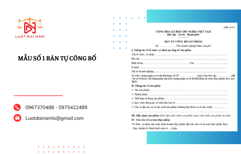 Mẫu số 01 bản tự công bố sản phẩm