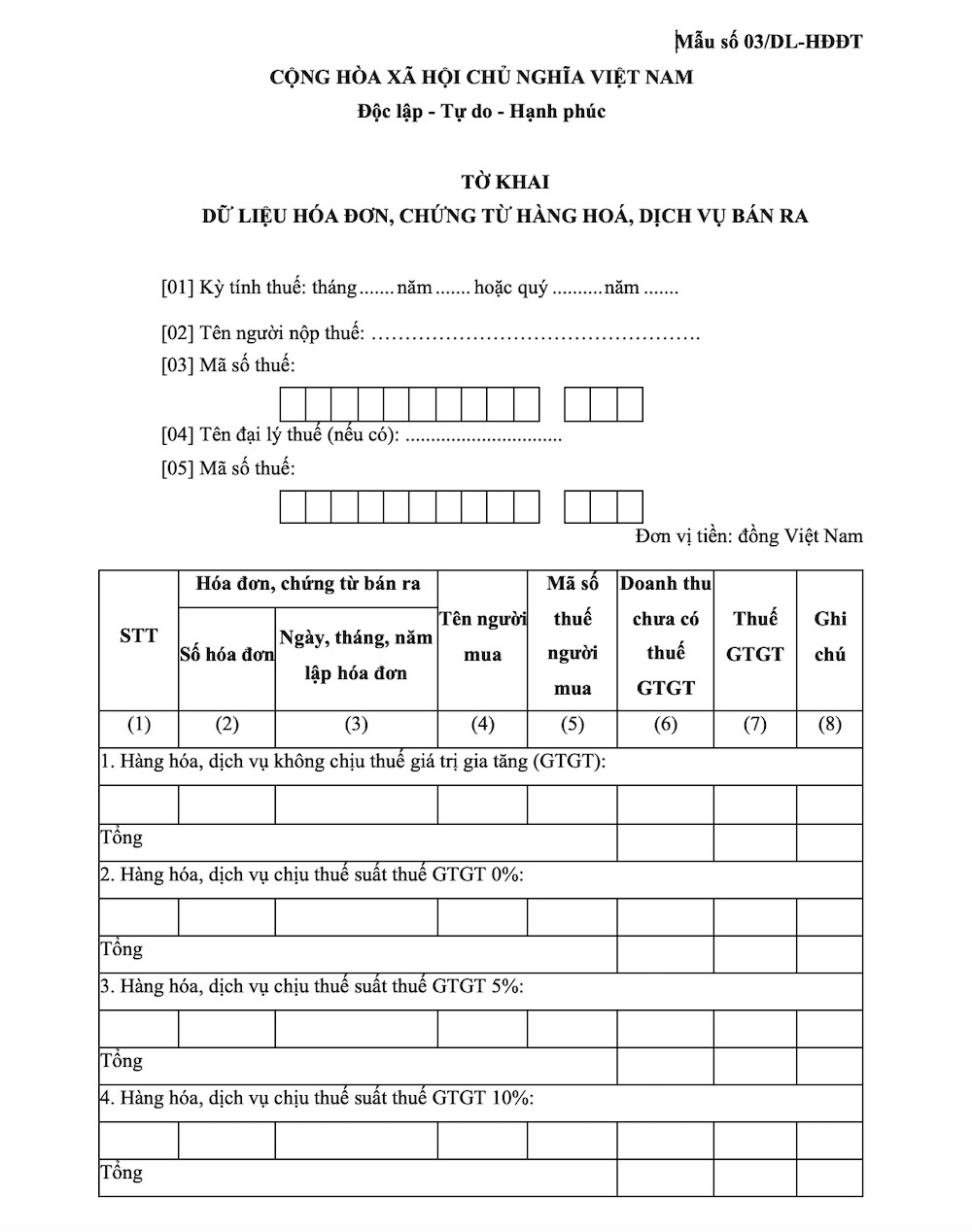 03.DL-HDĐT kèm tờ khai thuế GTGT - 1