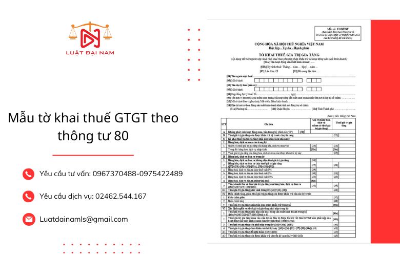 Mẫu tờ khai thuế GTGT theo thông tư 80