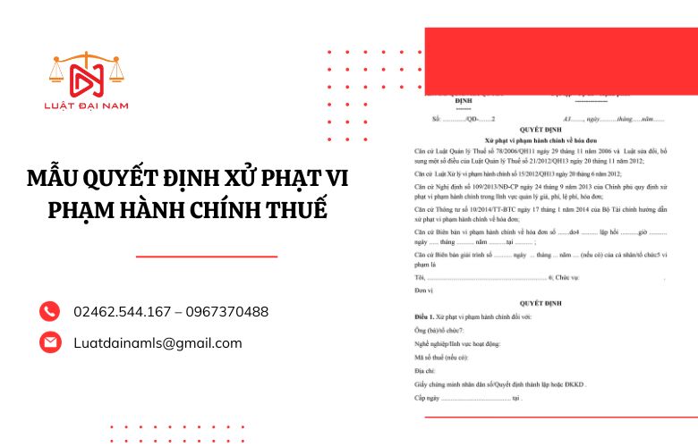 Mẫu quyết định xử phạt vi phạm hành chính thuế