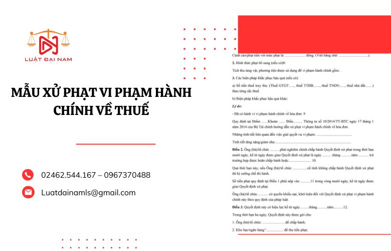 Mẫu xử phạt vi phạm hành chính về thuế