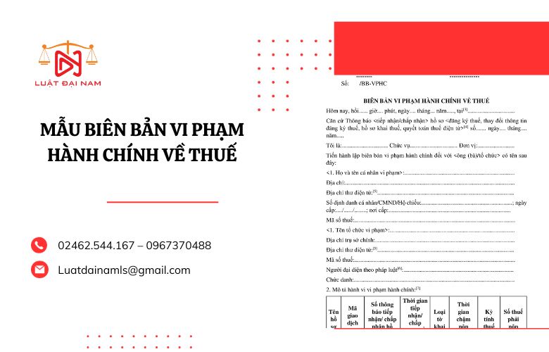 Mẫu biên bản vi phạm hành chính về thuế